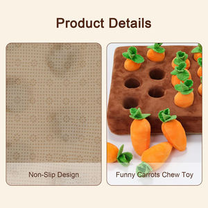 Jouets interactifs pour chiens : Tapis olfactif en forme de carotte, jouet en peluche puzzle 2-en-1 pour le travail du nez et les jeux d'alimentation, avec 12 carottes - Product Image 2