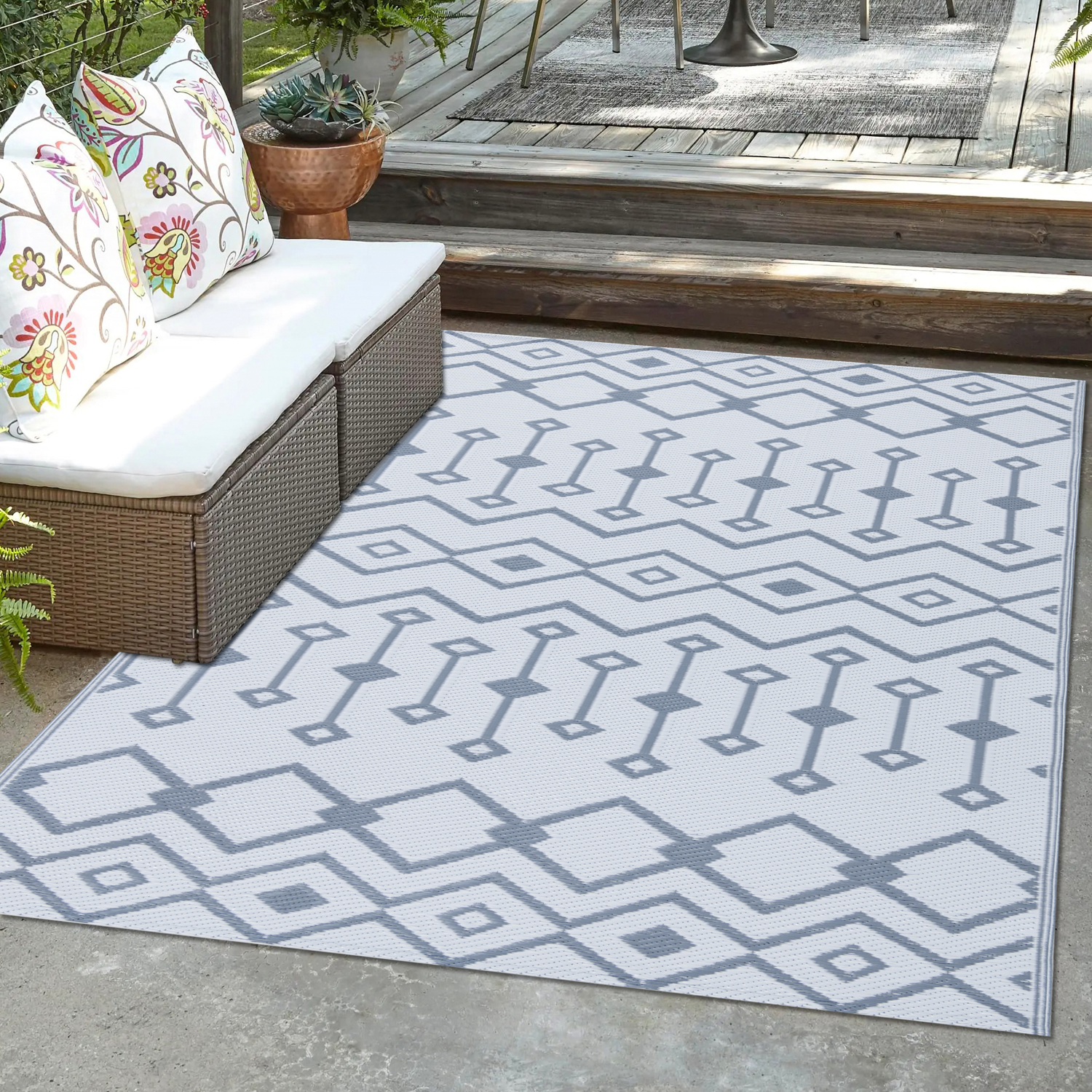 Alfombra lavable anti-UV para exteriores, tejido pp, para patio, jardín, hogar, decorativa