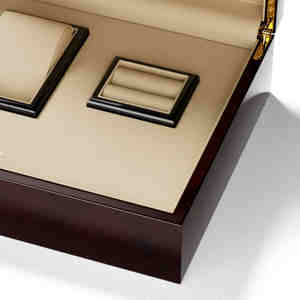 प्रीमियम लक्जरी काले लकड़ी के कस्टम घड़ी उपहार बॉक्स सेट लॉक पानी प्रतिरोधी चमड़े के अस्तर में क्यूफलिंक पेन केस - Product Image 5