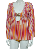 Robe de plage mi-longue en crochet imprimé extensible personnalisée, bleu clair et rose, manches longues, taille élastique, séchage rapide, étoile de mer, pour femmes