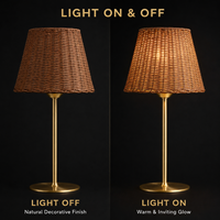 Lampe de table LED rustique en bambou et fer avec télécommande pour mariage, dîner nuptial, table ronde VIP et réception - Vente en gros