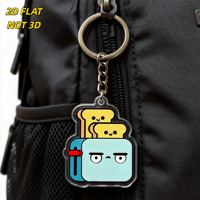 Porte-clés Grumpy Toaster avec toast joyeux en acrylique, breloque petit-déjeuner Kawaii, pendentif mignon pour sac ou clés