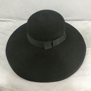 Vintage Fedora Hats Women Wool Round Top Black Wide Brim Fedora Hat - Product Image 4