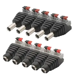 5.5X2.1Mm Dc Mannelijke Vrouwelijke Draad Connector Geen Schroeven Dc Stekker Jack Adapter Voor 3528/5050 Led Strip cctv Camera