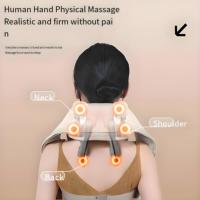 Alat Pijat Leher dan Bahu Dual Wearable dengan 6 Kepala Pijat 3D, Kompresi Panas, Meredakan Nyeri Otot Leher dan Punggung