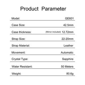 Fabricant professionnel Montre mécanique à bracelet en cuir Montre automatique étanche - Product Image 4