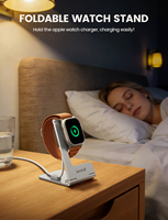 Support de charge pliable pour montre connectée Lamicall STDW02 argenté, support de charge portable pour bureau et voyage, compatible avec les appareils de 38 à 49 mm