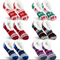 Chaussettes de Noël pour femmes, en tricot et velours, douces, antidérapantes, avec semelle antidérapante pour l'intérieur, chaussettes thermiques pour la maison, cadeau de fête