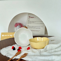 Bol à dessert en céramique blanc pur, style Instagram, pour petit-déjeuner, thé de l'après-midi, soupe sucrée, dessin animé, minimaliste moderne