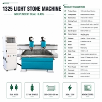 Routeur CNC Chenmai 1325 à double broche indépendante, évier en acier inoxydable, table de travail 1300x2500mm, broche 3.7kW, 380V, garantie 1 an