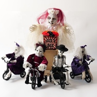 Décoration d'Halloween : Poupée Squelette Fantôme Cycliste, Jouet Électrique à Induction Tactile pour Maison Hantée