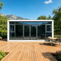 Maison conteneur en verre préfabriquée portable à ossature métallique, isolée et écoénergétique, à un étage, 20FT 40FT, pour l'habitation