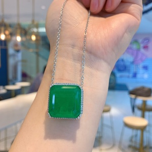 Minimalist Fashion Eco-friendly Copper Square Green Zircon Elegant Simple Jewelry <b>Sets</b> for Everyday Wear - Product Image 3