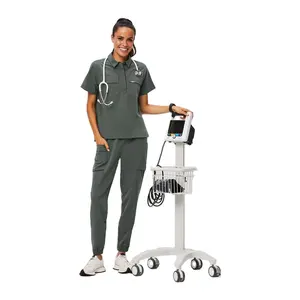Uniforme de polo de pierna ancha de cintura alta cómodo uniforme médico de hospital de etiqueta privada - Product Image 1