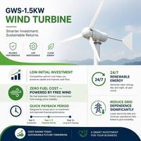 Générateur éolien 1500W GWS-1500W 48V DC, rotor 2,9m, triphasé PMSG, démarrage à 2m/s pour tour de télécommunication, station de base, IP54