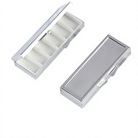 Boîte à pilules portable rectangulaire en métal électroplaqué à six compartiments, fabriquée par le fabricant, pour bonbons et médicaments d'une semaine