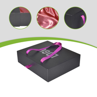 Boîtes à perruques personnalisées avec logo, poignée en ruban, kit d'installation en satin rectangulaire, doublure en papier gaufré pour emballage cadeau de crème pour le visage