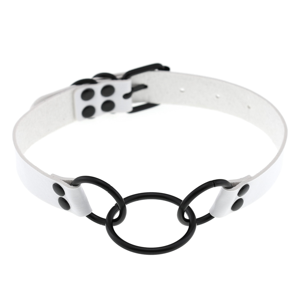 Goth Leather Black Choker Sexy Women Metal O Ring Collar Bondage Necklace
