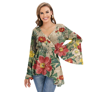 Ropa Mujer Estilo Samoa Americana Polinesia Tribal Patrón Camisas casuales Tops clásicos sueltos Blusas de gasa <span class=keywords><strong>floral</strong></span> - Product Image 4