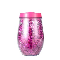 Gobelet en plastique à double paroi avec paillettes, en forme d'œuf, réutilisable, avec paillettes scintillantes, pour fêtes, tasse de voyage pour boissons froides de qualité alimentaire