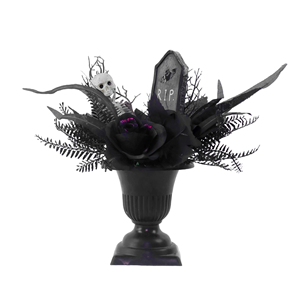 Decorazioni da Tavolo per Halloween Nere di ER Factory, Fiori Artificiali per Interni, Decorazioni con Scheletri e Lapidi - Product Image 1