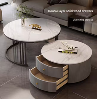 Table basse moderne en dalle de pierre MYUZ avec rangement pour salon - Meuble de maison durable pour petits appartements