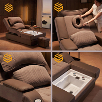 Station thermale de pédicure moderne en métal avec dossier réglable et élévateur, chaise avec shampoing et tête de salon, lits de massage pour hôtel