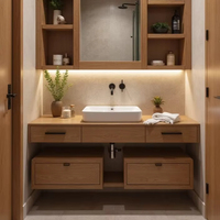 Meuble-lavabo mural pour hôtel Anewson avec armoire miroir et éclairage LED
