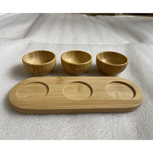 <b>Bamboo</b> Bowls Set With Tray For Babies And Kids Natural Wood Fruit Snack Serving Dish 3 Piece Set Safe Eco Friendly Home Use - Product Image 1