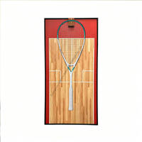 Bingkai Dinding Pajangan Raket Squash, Kotak Bayangan Lapangan Kayu dengan Bingkai Hijau, Tempat Raket, Dekorasi Dinding Olahraga, Hadiah