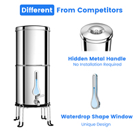 Système de filtration d'eau portable à gravité manuelle en acier inoxydable avec charbon actif, nouveau design en forme de goutte d'eau