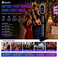 Machine Photobooth LED RVB Dynamique avec Base Triangulaire Stable et Support Portable pour Location de Mariages et Fêtes