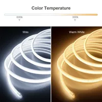 Lampu LED Tape COB 5mm 8mm 320LEDs Kepadatan Tinggi Fleksibel FOB LED Strip Light Bar Ribbon RA90 Linear Warm White DC12V 24V