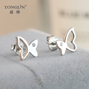 Tonglin argent 925 boucles <span class=keywords><strong>d</strong></span>'oreilles papillon sterling simples <span class=keywords><strong>clous</strong></span> <span class=keywords><strong>d</strong></span>'usure quotidienne des bijoux pour les filles - Product Image 2