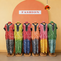 Nouvelle Robe Décontractée Ample et Respirante en Polyester pour Femme, Style Ethnique Africain, Imprimée, Anti-Plis, avec Dentelle, Idéale pour l'Été et les Fêtes, Collection 2026