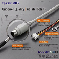 Maßgefertigtes Mini-DIN 6-Pin Stecker auf JST XHP-4-Pin Buchse Kabel mit Erdungsringklemme, 2,5mm Abstand Interne Verkabelung