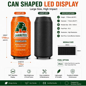 จอแสดงผล LED รูปทรงกระป๋องขนาดใหญ่ |   360 °   หน้าจอโฆษณาดิจิทัลพร้อมตัวเลือกติดตั้งระบบทำความเย็น จอแสดงผลโฆษณาสำหรับเครื่องดื่ม ขนาด P1.25–P2.5 - Product Image 4