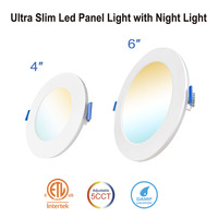 Plafonnier LED Moderne Ultra Fin avec Mode Nuit Doux 5CCT Réglable et Dimmable pour Installation au Plafond