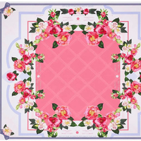Tapis de jeu de Mahjong de luxe rose et blanc avec bordure Camélia, imprimé Charleston, portable, pliable, insonorisé, avec housse en caoutchouc