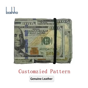 Boshiho tùy chỉnh Bifold ngắn tiền in Ví da chính hãng thiết kế mới in khác nhau hóa đơn Ví thẻ tín dụng đô la Ví - Product Image 1