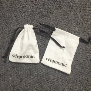 Bolsa de cordão personalizada eco friendly reutilizável, bolsa com cordão personalizado com logotipo, cordão, joia, bolsa de algodão