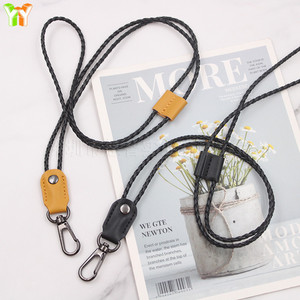 Cordon en cuir tressé pour carte d'identité, sangle de cou pour téléphone portable, cordon pour badge de travail (double fonction), cordon anti-perte détachable pour téléphone portable - Product Image 1
