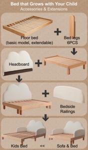 Juego de dormitorio de lujo para niños, <span class=keywords><strong>cuna</strong></span> para bebé junto a la cama junto a mí, cama para dormir con columpios y tiendas de campaña - Product Image 4