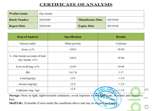 Meilleur prix additif alimentaire 99% lactate de zinc en vrac lactate supplément nutritionnel poudre de lactate de zinc - Product Image 3