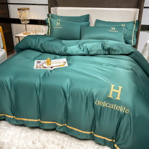 新款绣花欧式奢华洗丝被子床罩4件套床单 - Product Image 3
