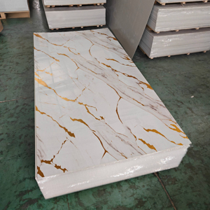 Panneau mural en PVC effet marbre UV 1220x2440mm, feuille de PVC à motif marbre haute brillance pour décoration intérieure - Product Image 1