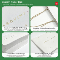 Sac cadeau en papier de luxe personnalisé, sac fourre-tout, papier spécial, impression dorée en relief 3D pour l'emballage de marques de boutiques de détail