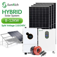 Solution tout-en-un, système hybride US 110V, kit complet de système solaire hybride 12KW, système de panneaux solaires avec contrôleur MPPT pour la maison