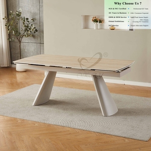 Tavolo in Ceramica OKAY Stile Nordico Minimalista Allungabile per <span class=keywords><strong>Cucina</strong></span>, Sala <span class=keywords><strong>da</strong></span> Pranzo e Soggiorno con 4-6 Posti, Piano in Pietra Sinterizzata - Product Image 1