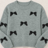 Pull personnalisé pour enfants en maille mélangée à manches longues et col rond, style doux, pour l'automne, l'hiver et Noël, en acrylique, tricot basique pour enfants